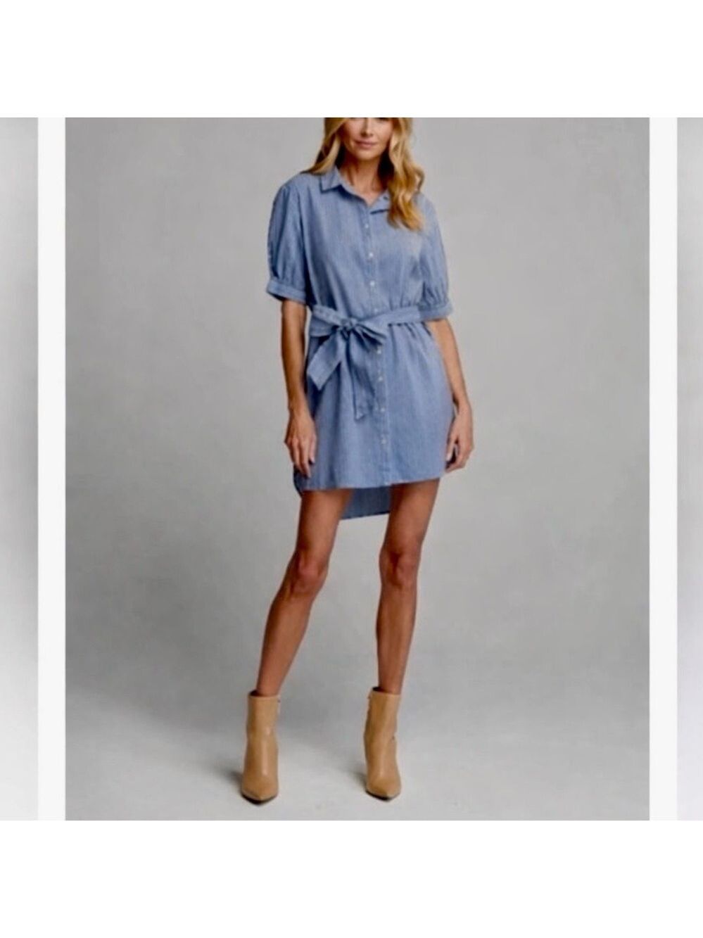Anthropologie Sundays Murphy Chambray Shirt Dress Pockets size large